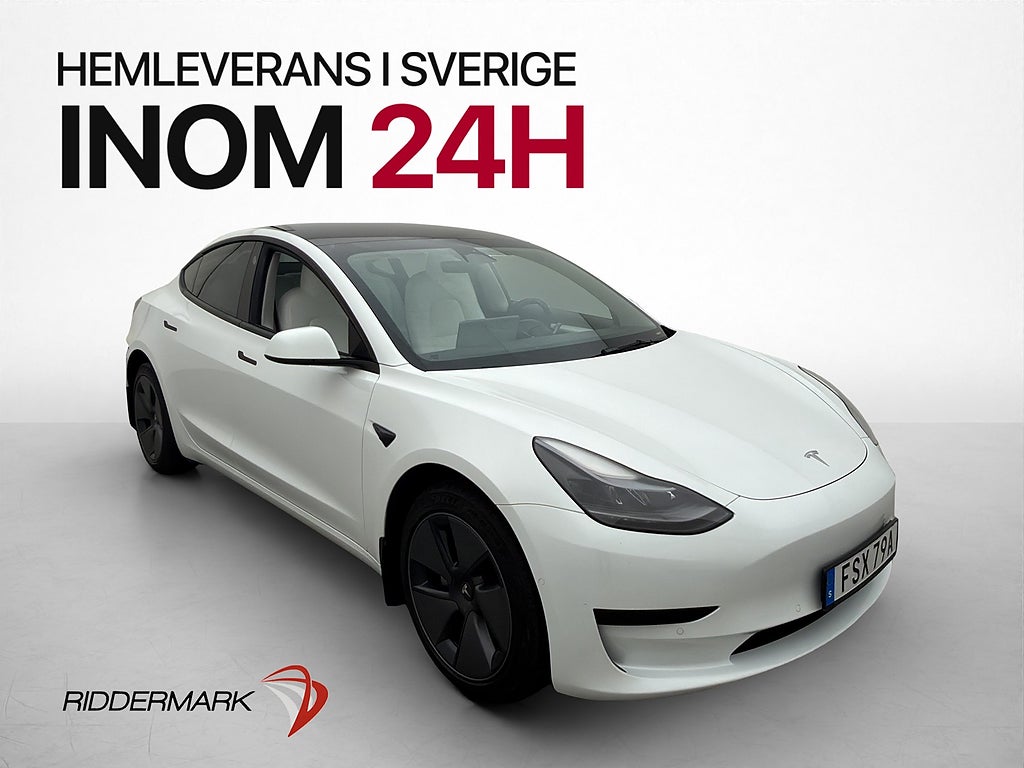 Tesla Model 3 Standard Range 283hk Ljus interör Pano AP