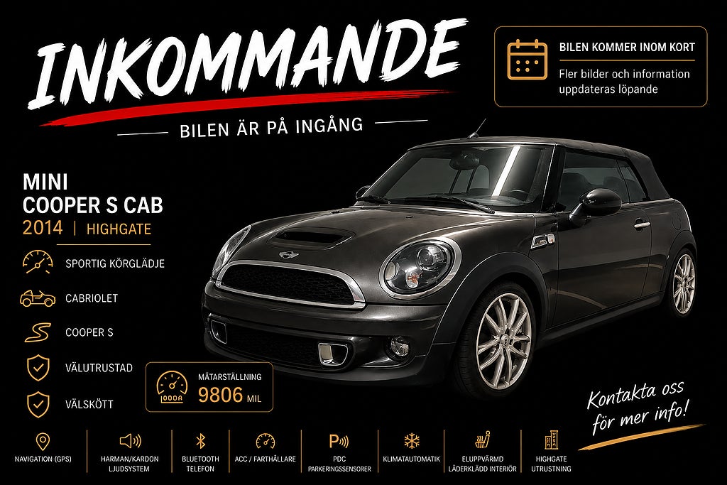 MINI Cooper S Convertible | Highgate | HarmanKardon | Navigation