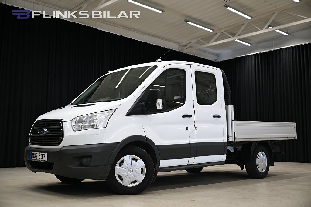 Ford transit 2.2 TDCi 125HK Dubbelhytt|7-Sits|Flak|Drag|Värmare|Moms