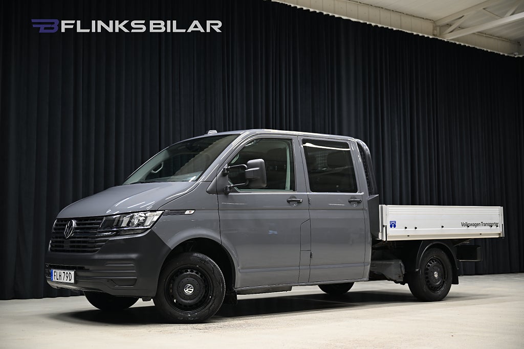 Volkswagen Transporter TDI 110HK Dubbelhytt|Flak|Drag|Värmare|Lågmil|Leasbar