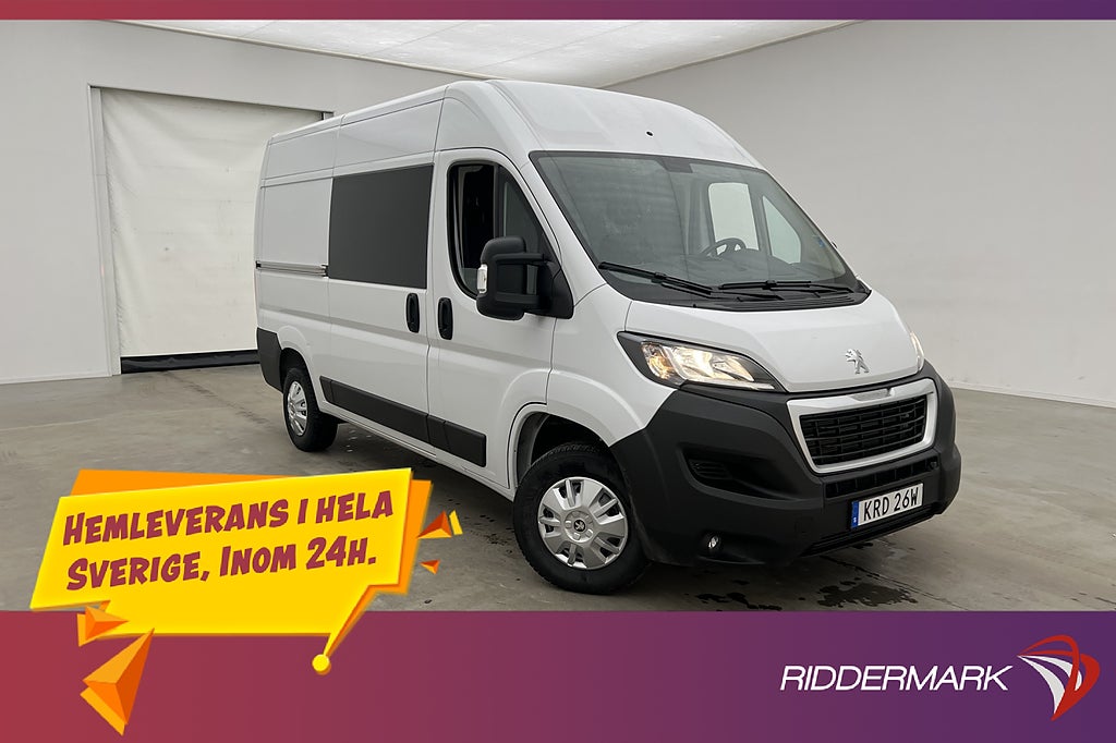 Peugeot Boxer L2H2 CrewVan 165hk Värm Drag B-Kam 6-Sits Moms