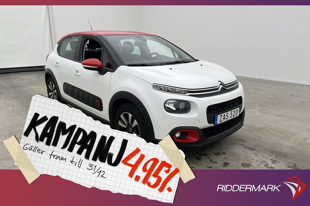 Citroën C3 1.2 VTi 82hk Feel Sensorer CarPlay 4,95% Ränta