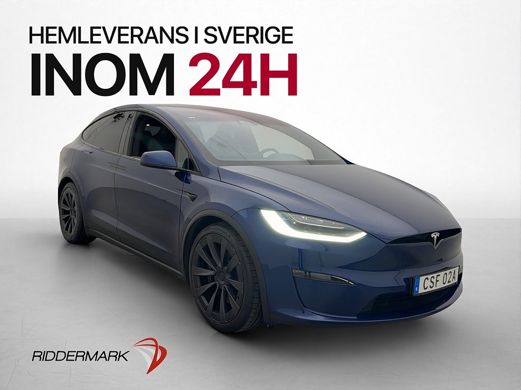 Tesla Model X Plaid 6-Sits Luftfjädring Autopilot Sv-Såld