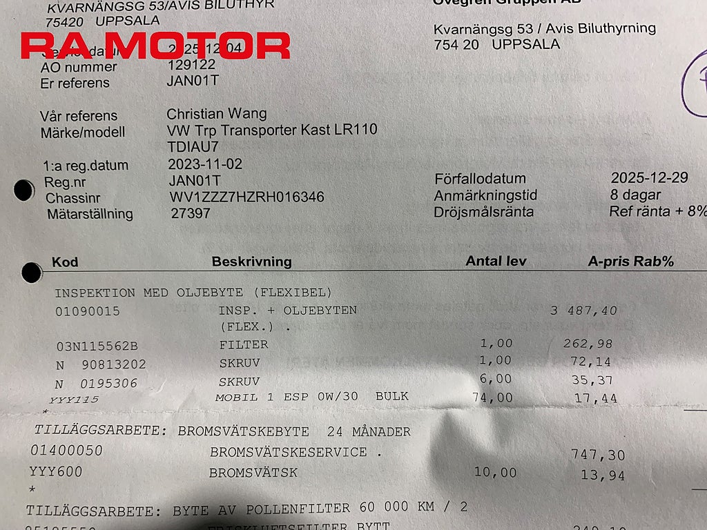 Volkswagen Transporter T30 2,0 TDI 150hk SCR Skåp DSG Värmare Drag Leasbar 2024