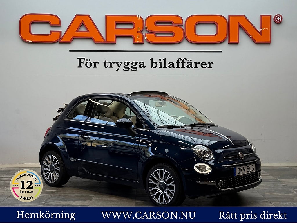 Fiat 500C 1.2 8V Lounge Navi Läder PDC Bak