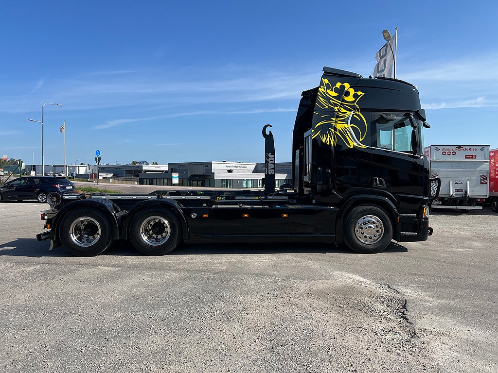 Scania R650 V8 6x4 Tandem Lastväxlare, Kranflak & Liftdumper, Euro 6