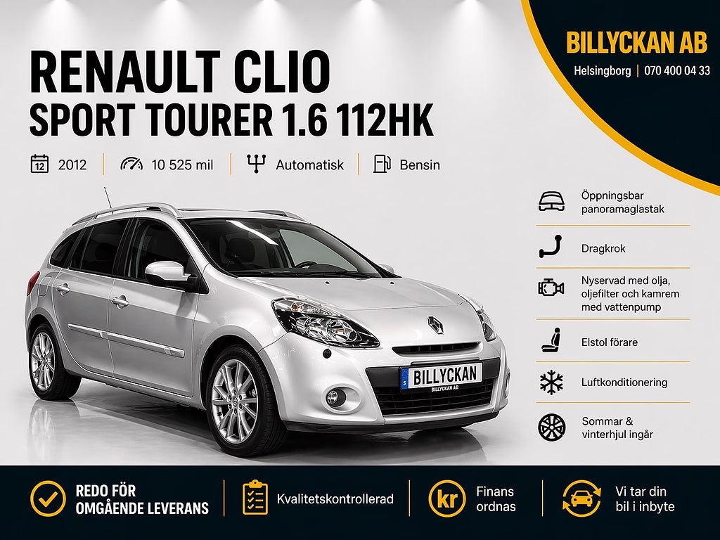 Renault Clio Sport Tourer 1.6 Ny kamrem|Panorama|Drag|S&V-hjul|112hk