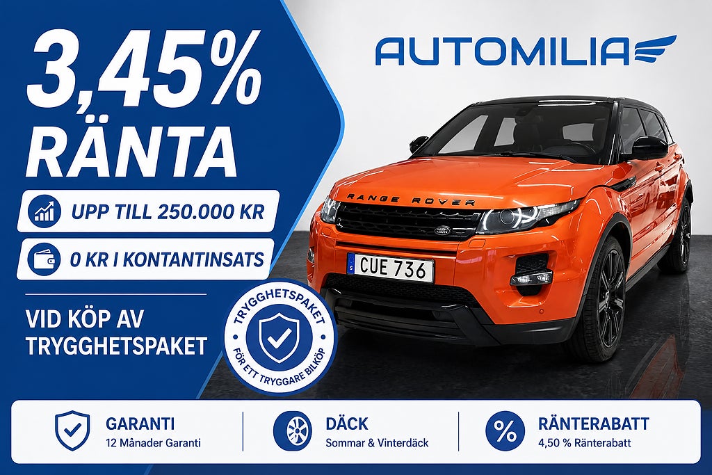 Land Rover Range Rover Evoque, Pano, Navi, Backkamera, SUPERLÅG RÄNTA - 3,45%
