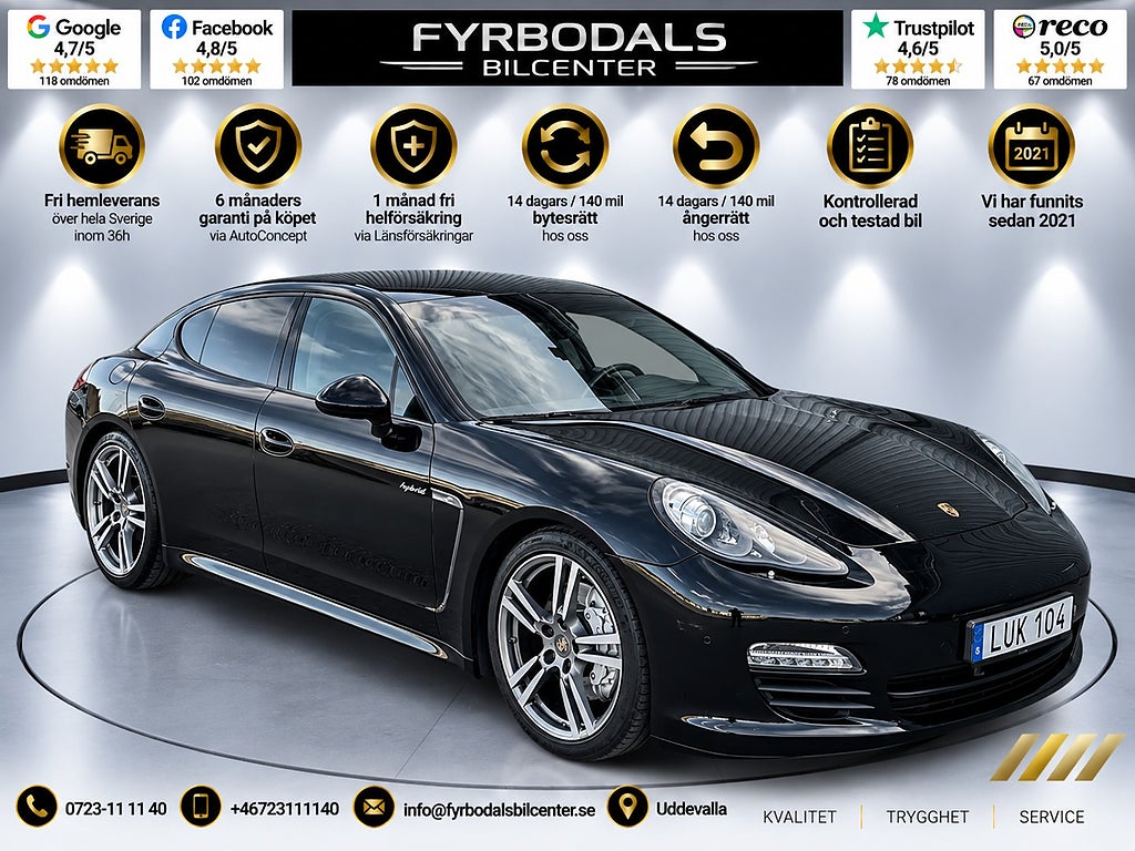 Porsche Panamera S Hybrid 380hk 3,0 V6 RWD Sport Chrono Pack 2012 hos Fyrbodals Bilcenter i Uddevalla