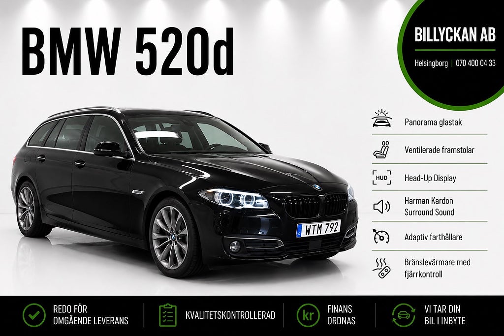 BMW 520d xDrive|Cockpit|Pano|Navi|H/K|Drag|Värmare|Se Utrustning
