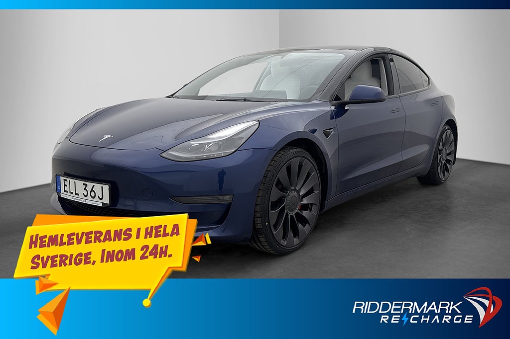 Tesla Model 3 Performance AP Ljus interiör Sv.Såld MOMS