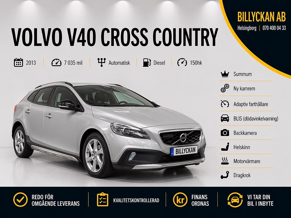 Volvo V40 Cross Country D3 Summum|Ny kamrem|Adapt-fart|BLIS|Kamera|Drag|150hk