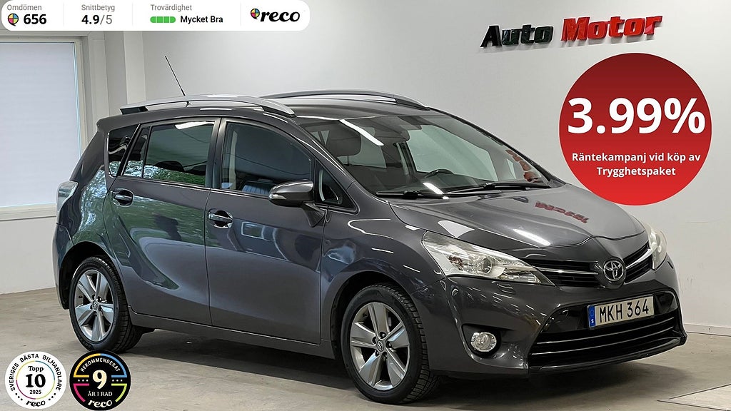 Toyota Verso 1.6 7-sits Manuell Svensksåld Backkamera 111hk