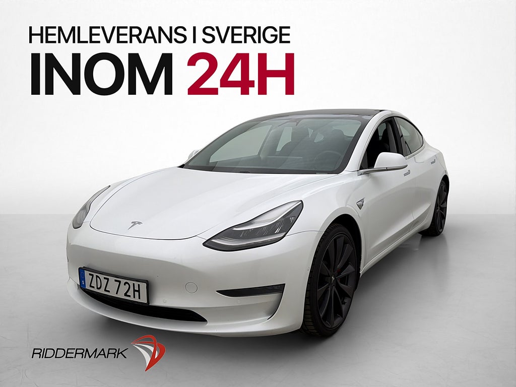 Tesla Model 3 Performance 510hk Autopilot Pano Kamera Läder