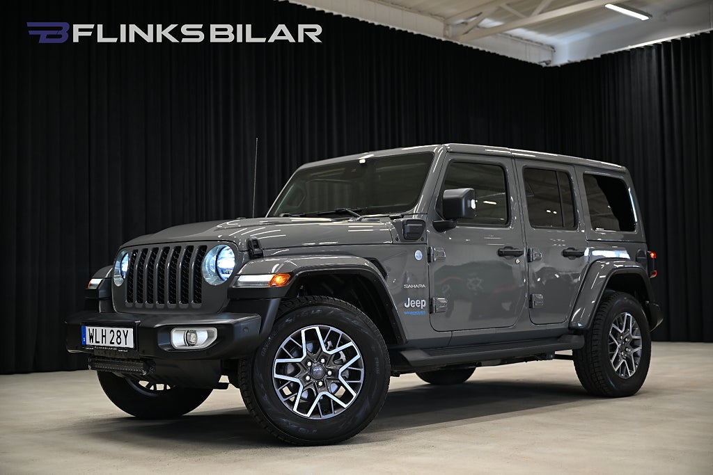 Jeep Wrangler Unlimited 4xe 380HK DRAG|LED|GPS|SKINN|Lågmil|Leasbar