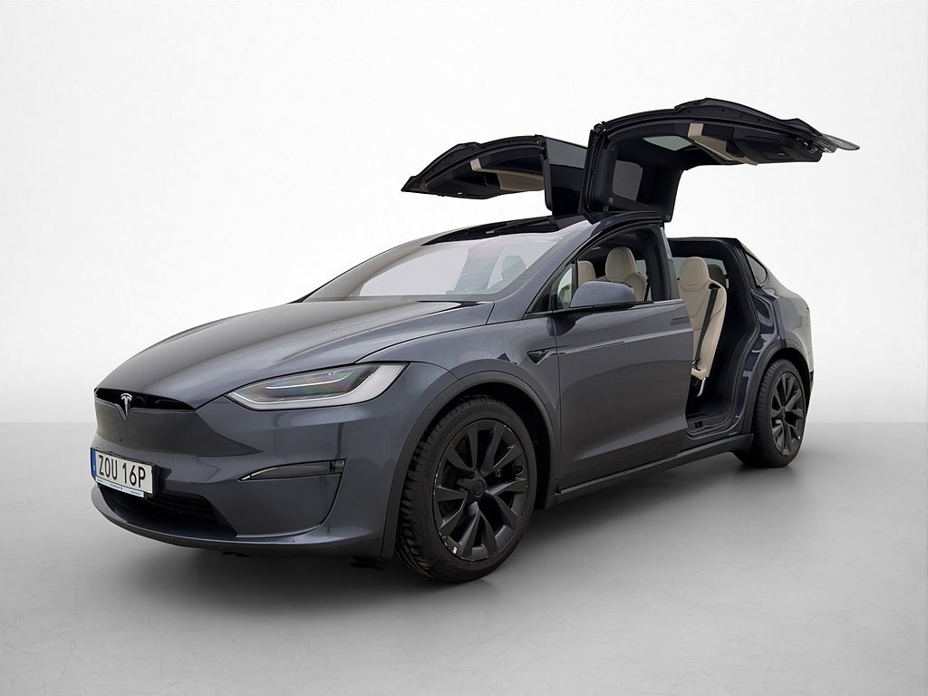 Tesla Model X 6 Sits Drag Luftfjäd Yoke AP MOMS Svensksåld