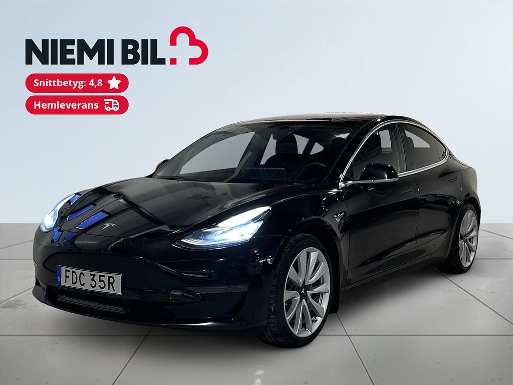 Tesla Model 3 Long Range AWD Drag Pano Pvärm Kamera GPS Skinn SoV