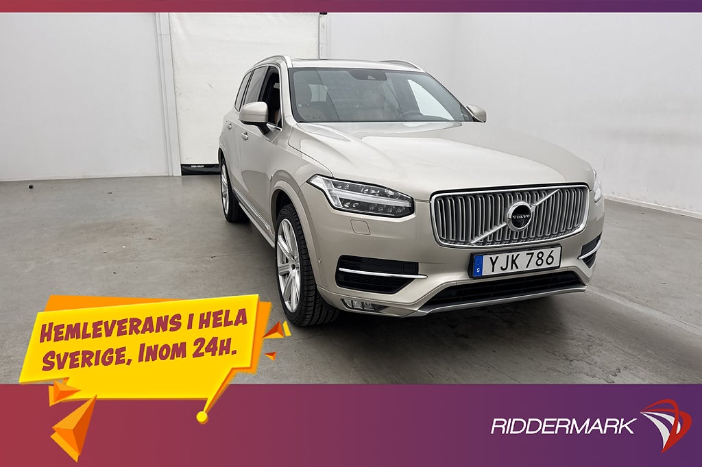 Volvo XC90 D5 AWD Inscription 7 Sits Dvärm Drag Pano luftfj
