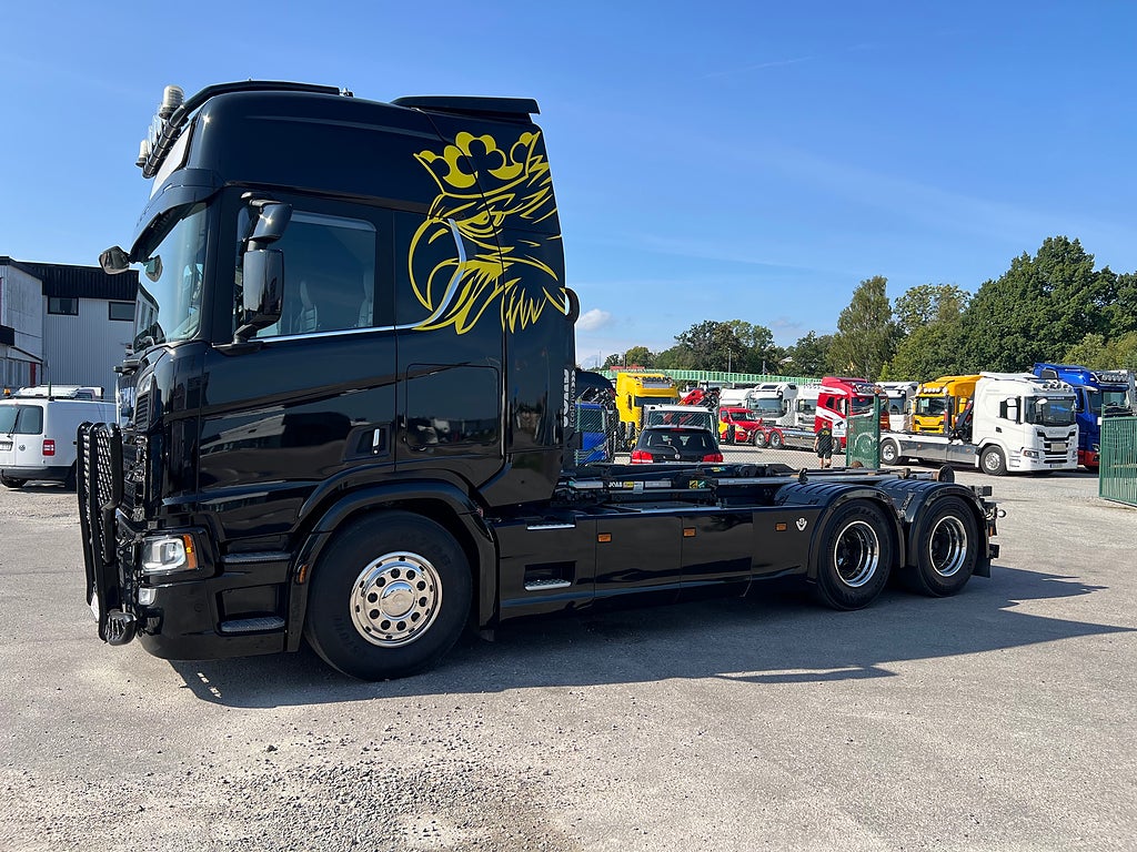 Scania R650 V8 6x4 Tandem Lastväxlare, Kranflak & Liftdumper, Euro 6