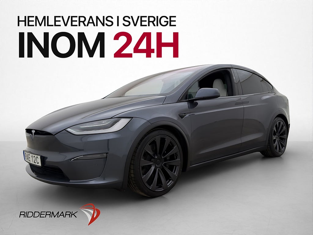 Tesla Model X Plaid 1020hk 6-Sits FSD Drag Yoke Svensksåld
