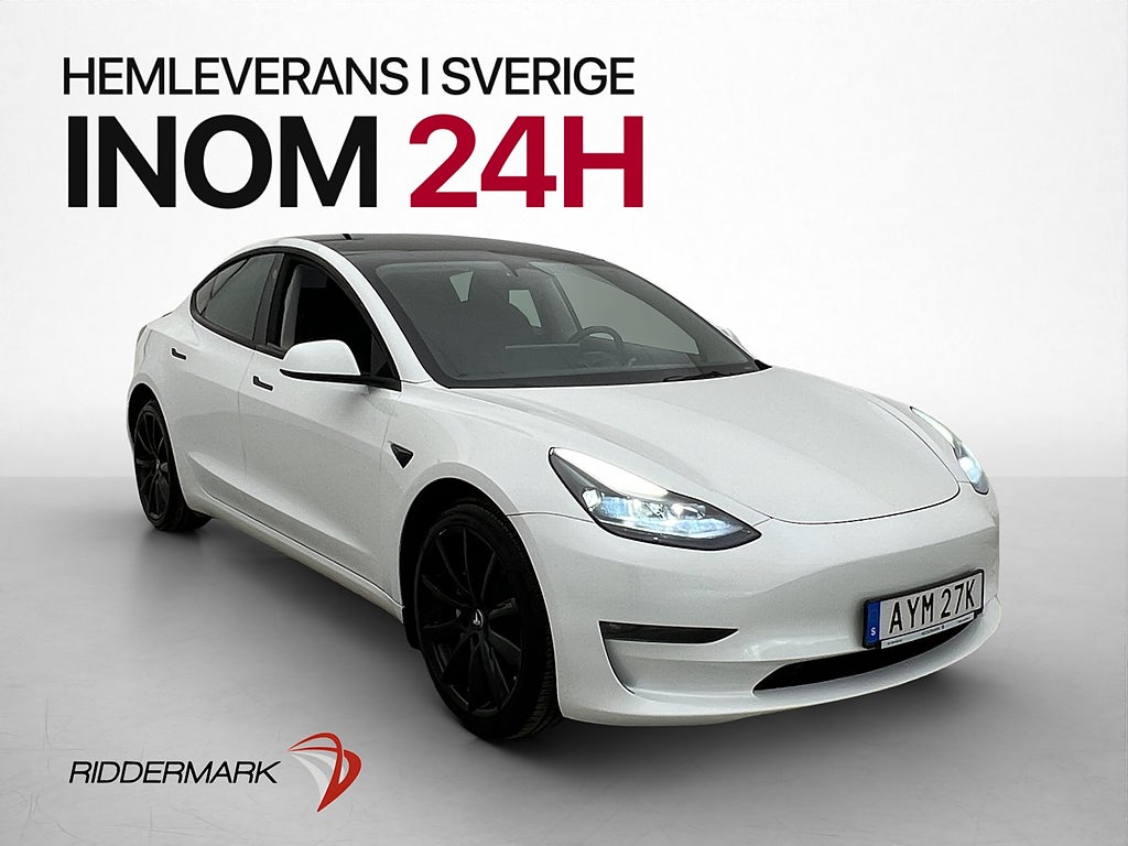 Tesla Model 3 Long Range AWD Pano AP Dragkrok Svensksåld