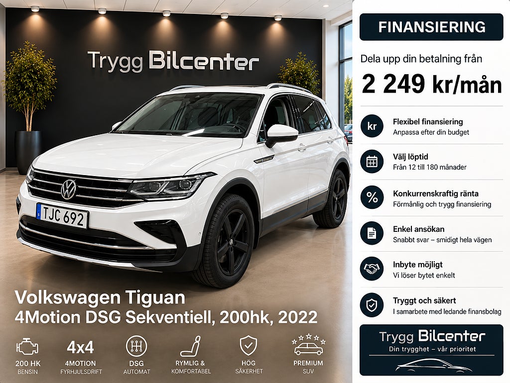 Volkswagen Tiguan 2.0 TDI DPF SCR 4Motion DSG Sekventiell, 200hk
