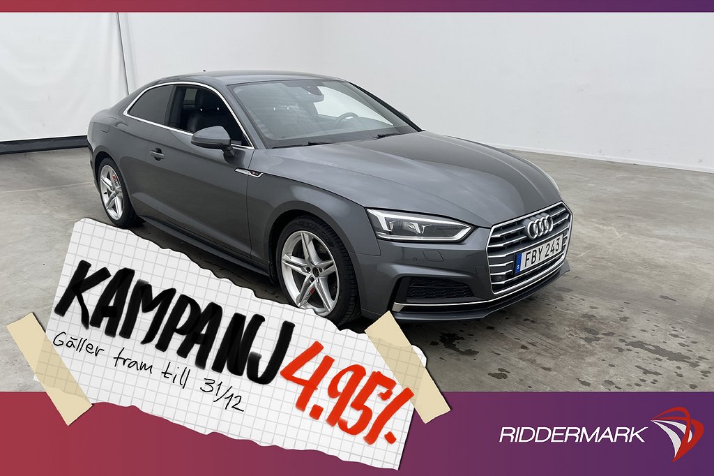 Audi A5 Coupé 190hk S-Line Sensorer Halvskinn 4,95% Ränta