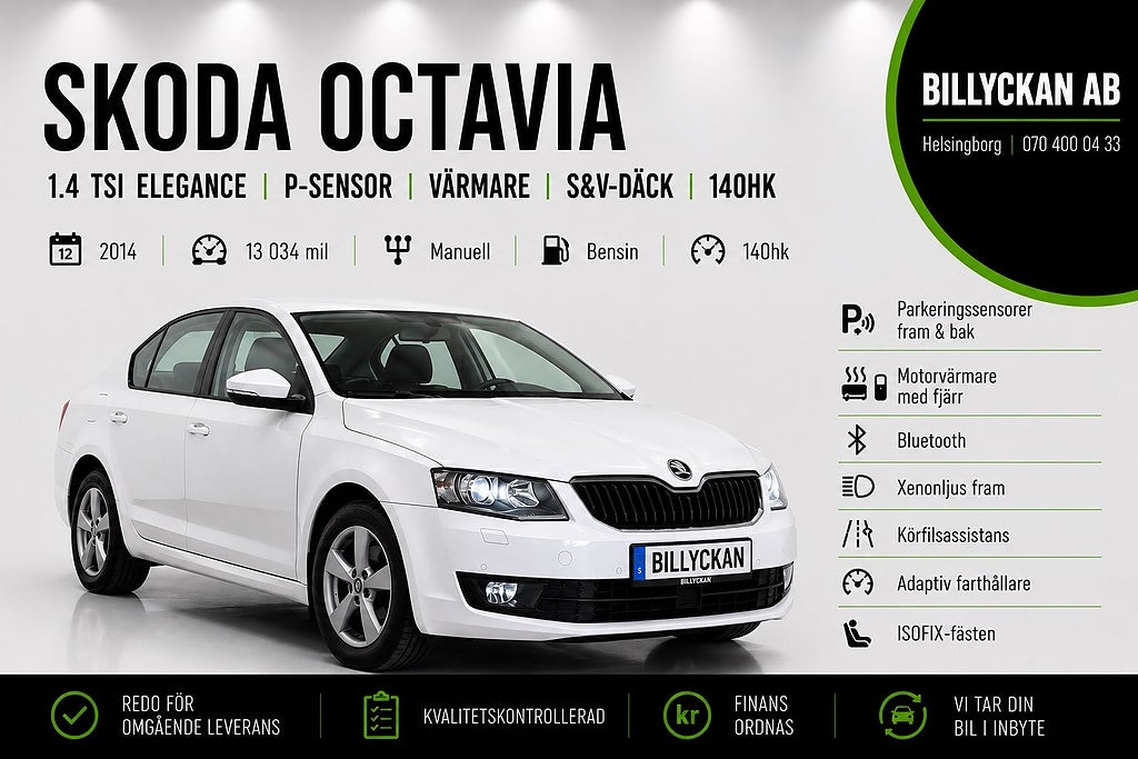 Skoda Octavia 1.4 TSI Elegance P-Sensor | Värmare | S&V-Däck | 140hk