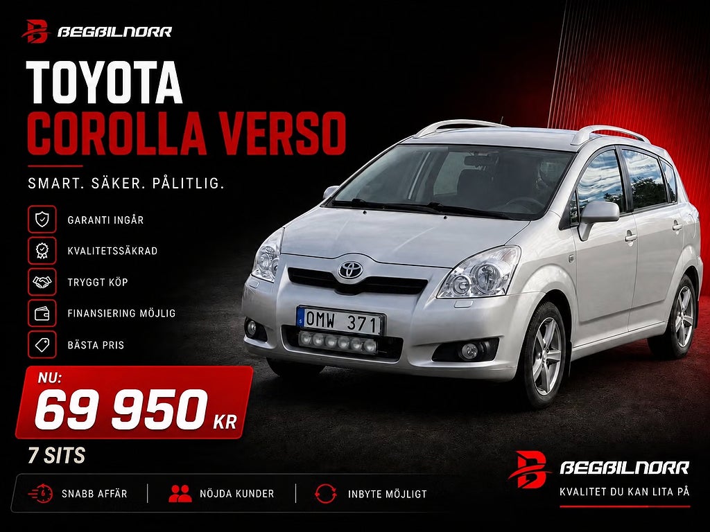 Toyota Corolla Verso 1.8 VVT-i*7sits*Nyserv*Nybes
