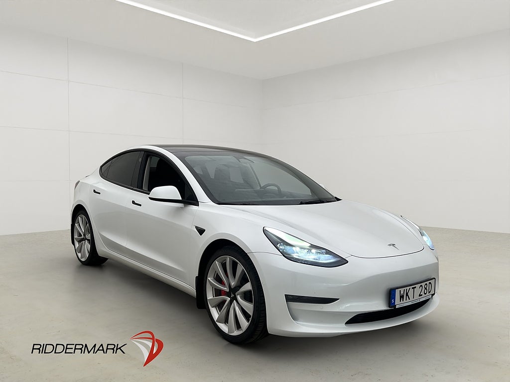 Tesla Model 3 Performance Autopilot Värmepump Kamera Pano