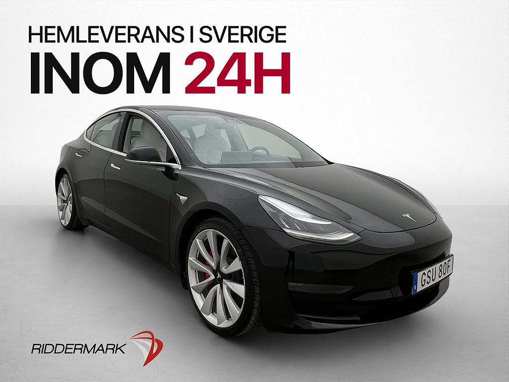 Tesla Model 3 Performance 513hk AWD Ljus-Interiör Autopilot