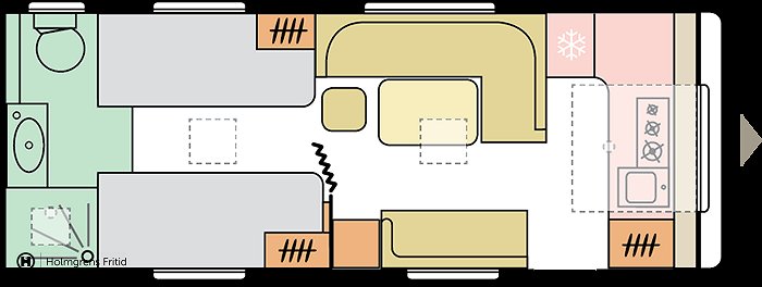 Adria Adora 613 HT Frontkök Badrum Bak