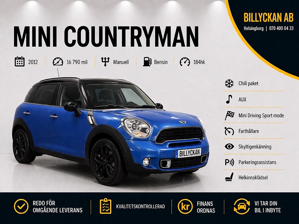 MINI Countryman Countryman Cooper S| Skinn | Chilli| Nybesiktigad|184hk