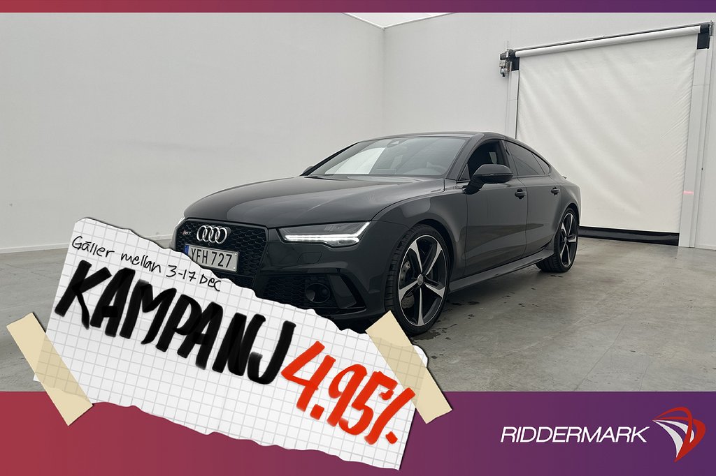 Audi RS7 Performance 605hk Pano BOSE Kolfibe 4,95% Ränta