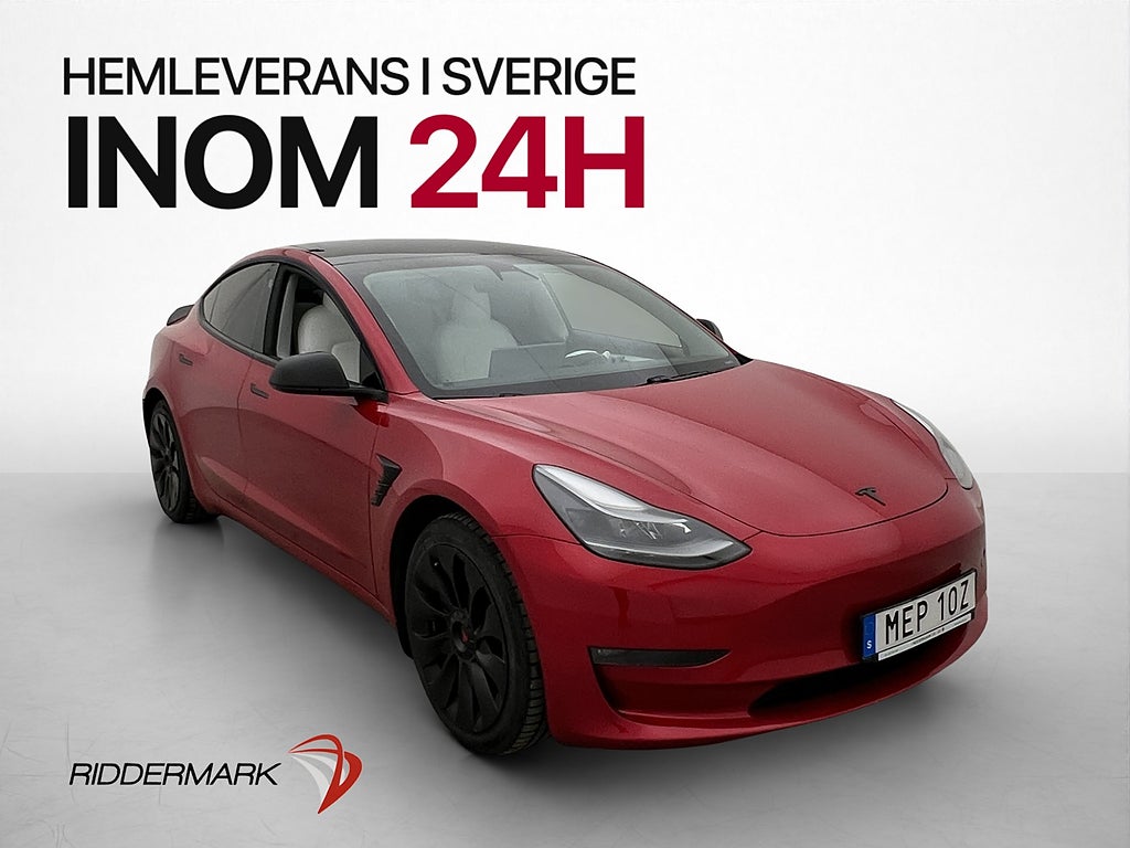 Tesla Model 3 Long Range AWD Drag Ljus Interiör Svensksåld
