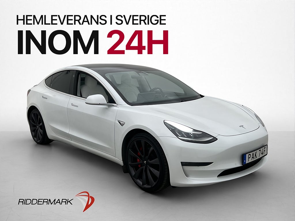 Tesla Model 3 Performance AWD AP Pano Ljus-Läder Kamera