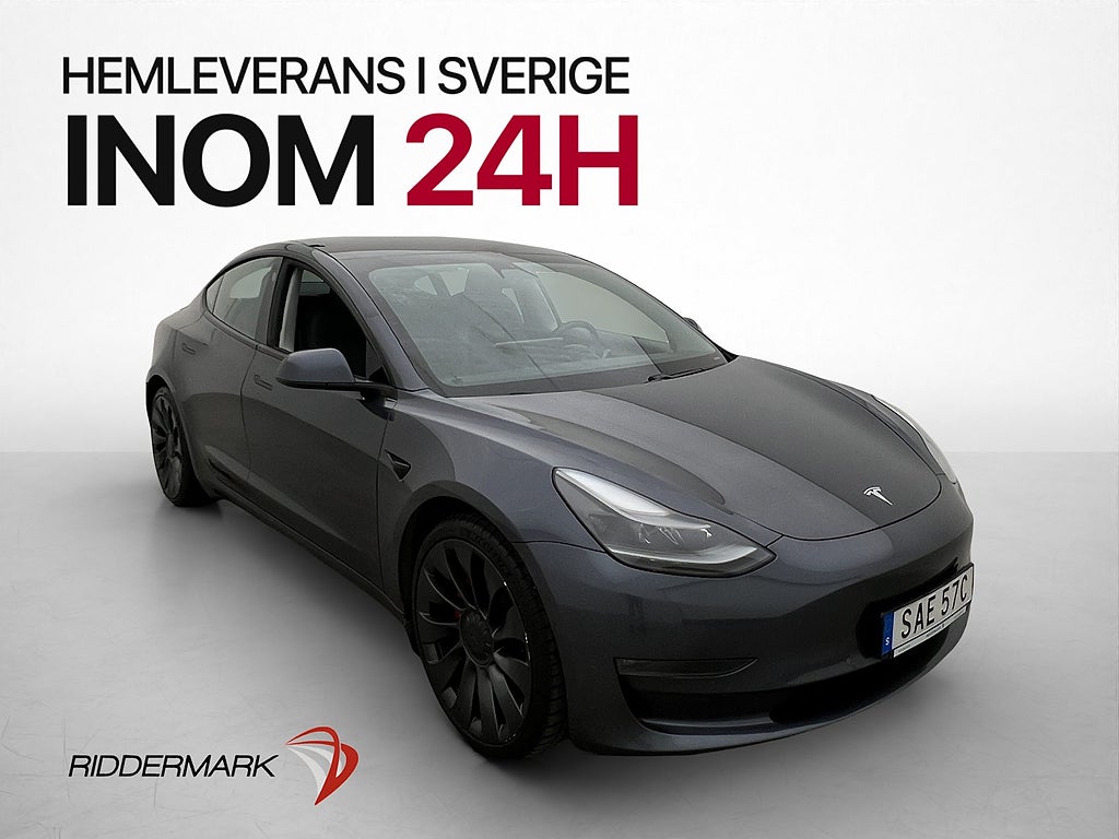 Tesla Model 3 Performance AWD Svensksåld Panorama MOMS