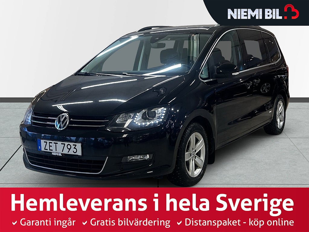 Volkswagen Sharan 7-sits 2.0 TDI Dragkrok Panorama CarPlay B-kamera S&V