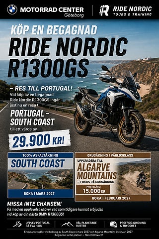 BMW R1300GS 1mil/Ride Nordic-resa till Portugal värde 29.900kr ingår