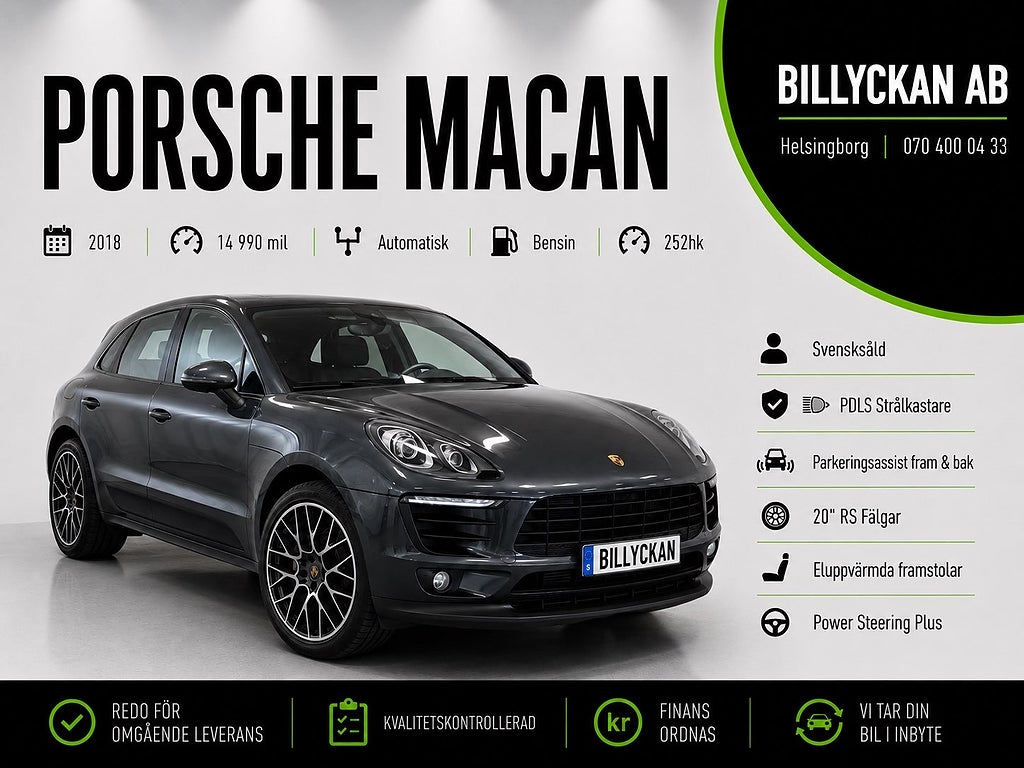 Porsche Macan PDK |20'' RS Fälgar|PDLS|Navigation|Svensksåld|252hk