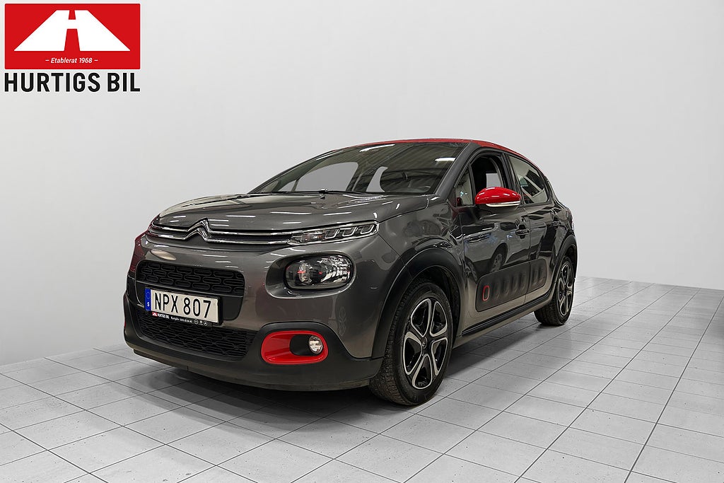 Citroën C3 1.2 VTi Euro 6/Urban red/ P-sensor bak/Ny servad