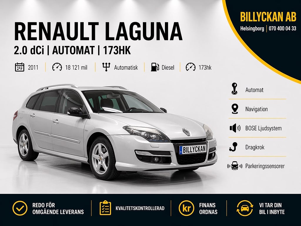 Renault Laguna 2.0 dCi |Automat |Navi |Drag |P-sensor|BOSE|Läder|173hk
