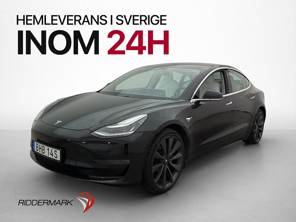 Tesla Model 3 Long Range AWD Ljus interiör Dragkrok Sv.Såld