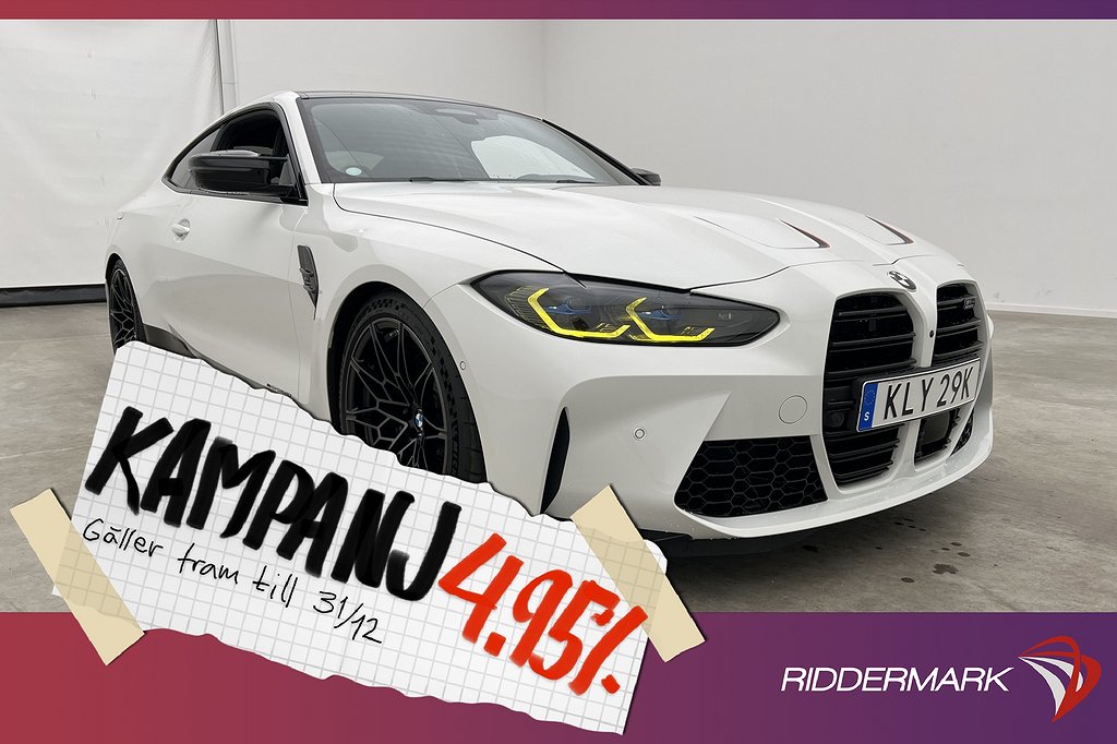 BMW M4 Competition 510hk Skalstolar Laser H/K 4,95% Ränta