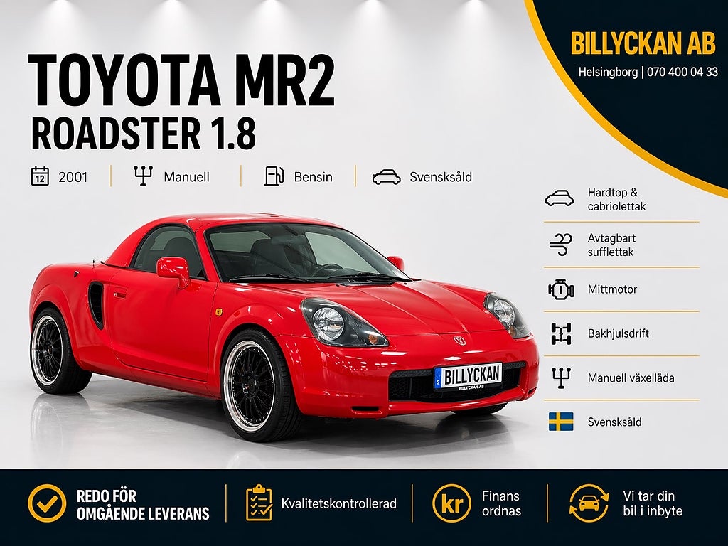 Toyota MR2 Roadster 1.8 | Hardtop + Cab | Läder | Svensksåld