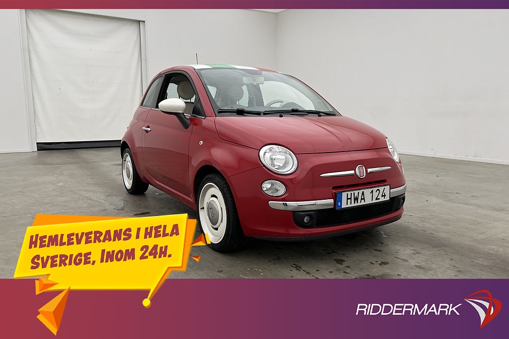 Fiat 500 1.2 8V 69hk Lounge Skinnklädsel Bluetooth Låg-Skatt