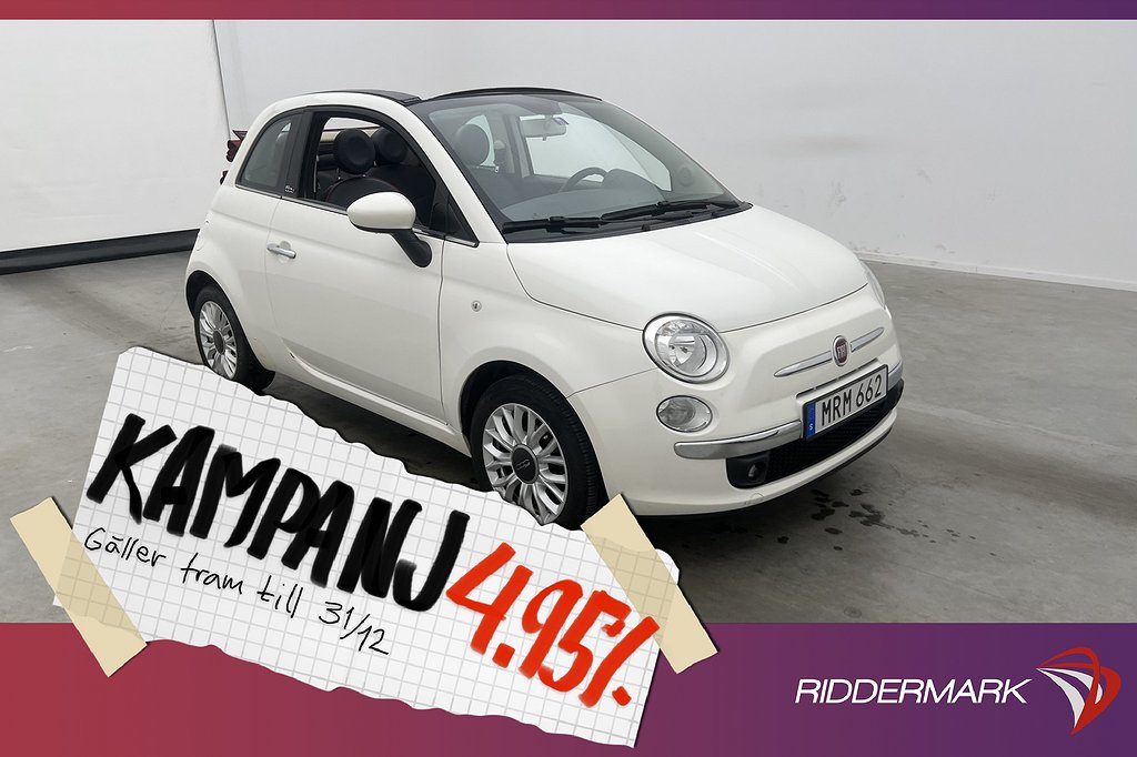 Fiat 500C 1.2 8V 69hk Lounge Sensor 4,95% Ränta