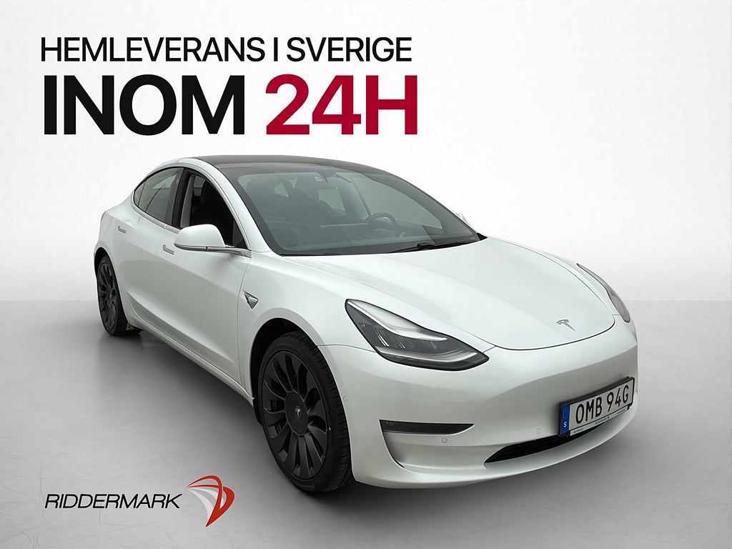 Tesla Model 3 Long Range AWD Dragkrok Svensksåld Pano
