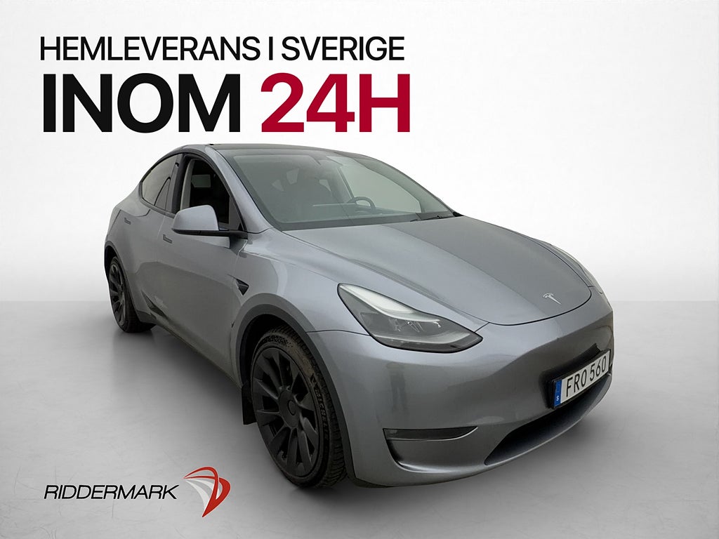 Tesla Model Y Long Range AWD Turbinfälgar Värmare Drag Pano