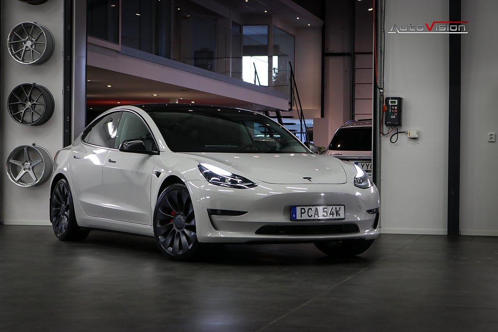 Tesla Model 3 Performance, 513hk PANO | KAMERA | 20" Turbin SE VIDEO